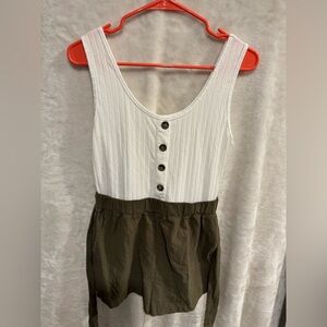 Stylish White and Olive Green Romper